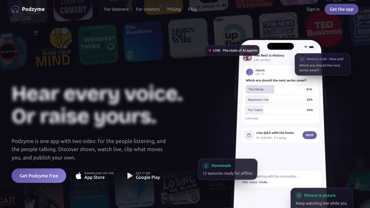 Podzyme — the creator side of the product